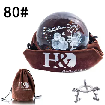 

H&D 80mm Crystal Ball with Stand Decorative Paperweight 3D Laser Engraved Snowman Glass Ball Sphere Home Decor Christmas Gift