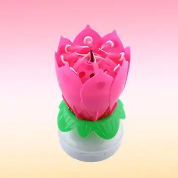 

Music Blossom Double Layer Lotus Flower Birthday Candle Party Cake Decoration