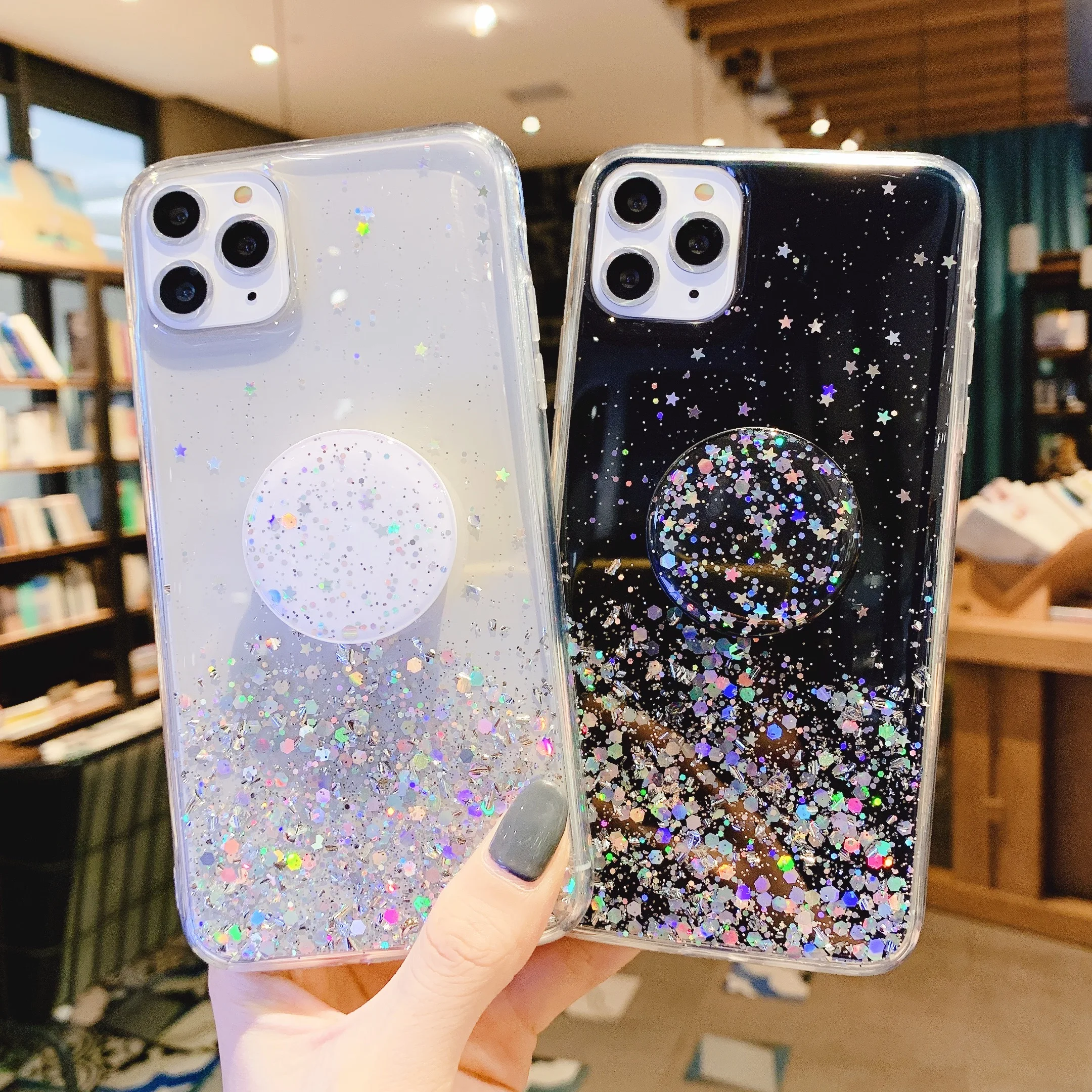 For Samsung Note10 pro note8 note9 Blingbling Glitter Stand Holder Phone case TPU Clear DIY Cute Bling Sequins S8 S9 Coque Funds For Samsung Note10 pro note8 note9 Blingbling Glitter Stand Holder Phone case TPU Clear DIY Cute Bling Sequins S8 S9 Coque Funds