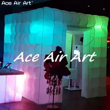 Прокат 8 футов led надувной фотобудка, шкаф вечерние палатки, Фотофон с прожекторами для украшения свадебного торжества