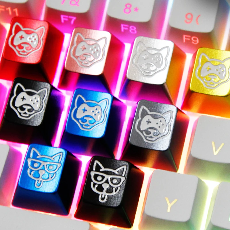 

Aluminum alloy CNC anode mechanical keyboard Keycaps R4 high esc personality dog head metal keycap