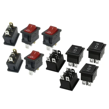 

5Pcs Red Light Illuminated ON/OFF 2 Position SPST Boat Rocker Switch 3 Pin & 5 Pcs 6 Pin DPDT ON-OFF-on 3 Position Boat Rocker S