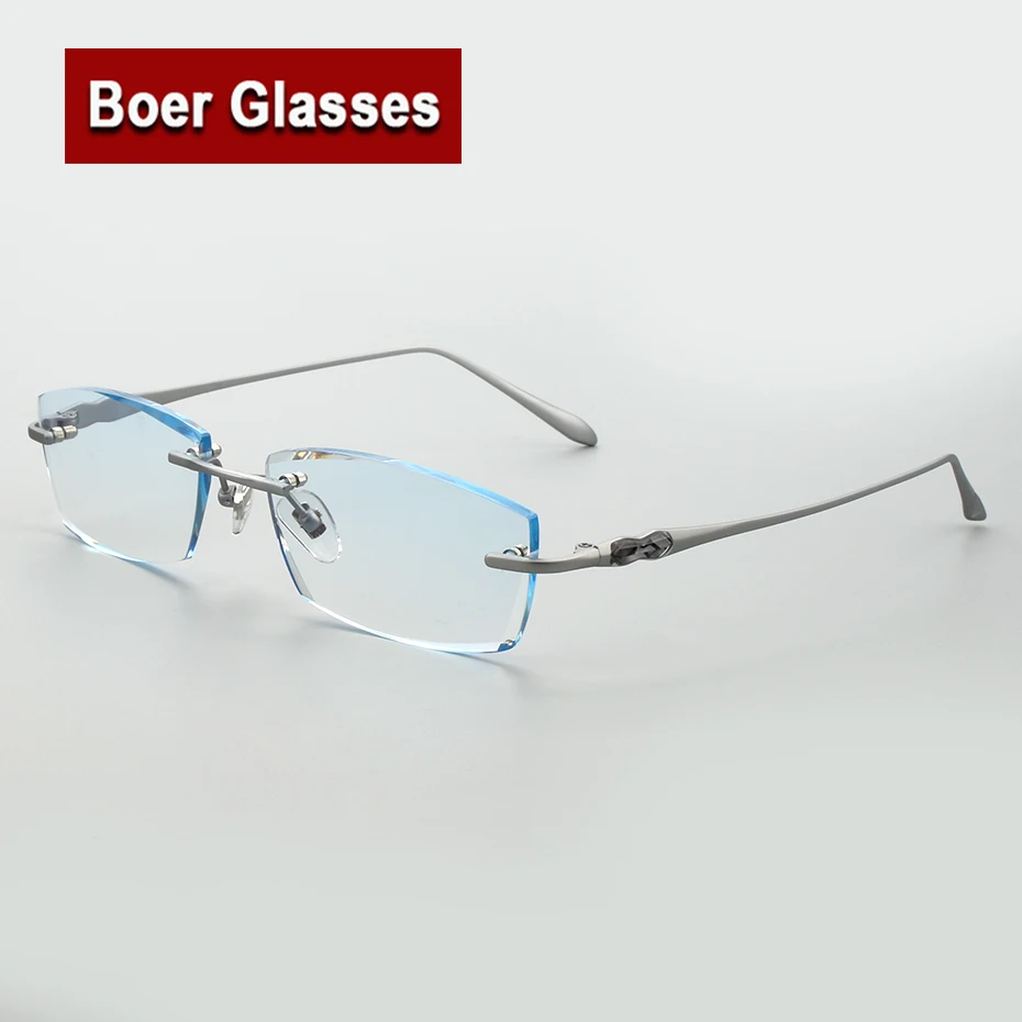 Мужские титановые очки без оправы, алмазные цветные линзы, оправа для очков 105