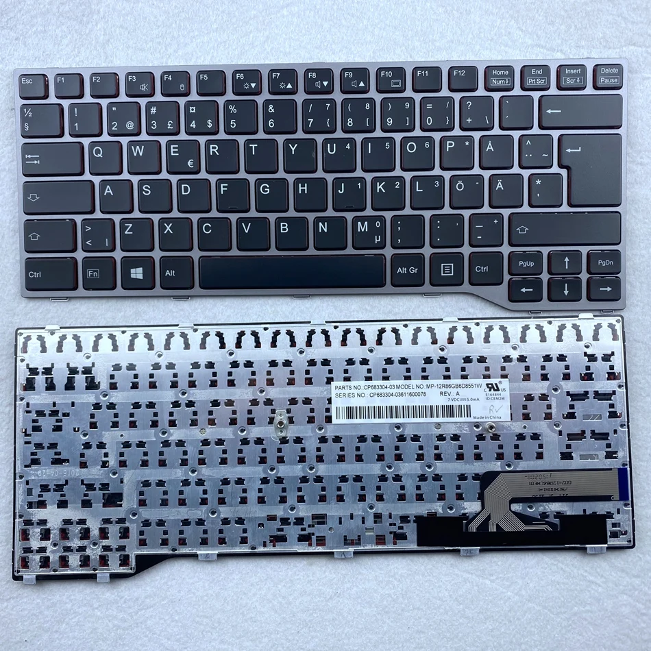 Швеция Клавиатура для ноутбука Fujitsu Lifebook T725 T726 с Серебряная рама SD раскладка