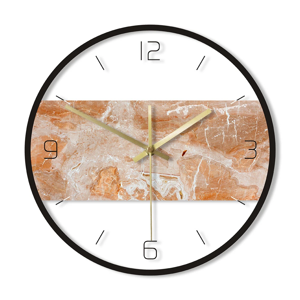 Orange Marble Texture Printed Wall Clock Rock Stone Style Abstract Art Contemporary Wall Clock Indoor Decor Silent Wall Watch Wall Clocks Aliexpress