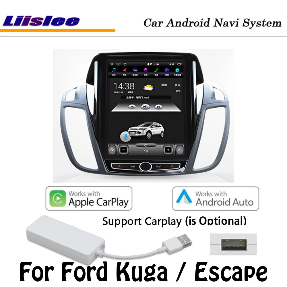 Liislee 10,4 дюймов Android для Ford Kuga/Escape 2013~ стерео Tesla экран Carplay gps Navi карта навигация Мультимедиа - Цвет: add Carplay