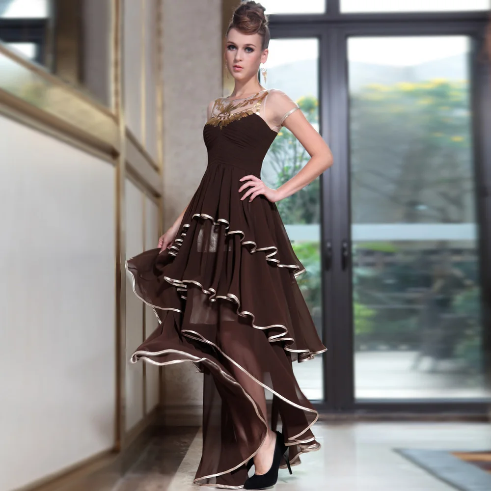 Gratis Bezorging 2014 Nieuwe Bruin Banket Formele Gown Elegante Prinses Mode Diner Custom Avondjurken Gratis Bezorging 2014 Nieuwe Bruin Banket Formele Gown Elegante Prinses Mode Diner Custom Avondjurken