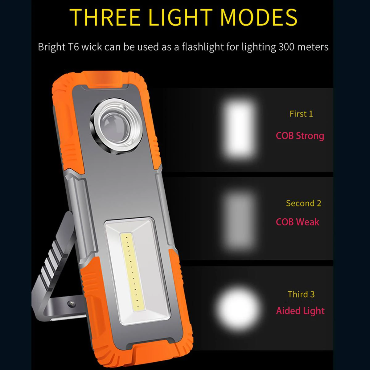 

6000LM LED Work Light Portable COB Lamp Flashlight Working Searchlight USB Rechargeable