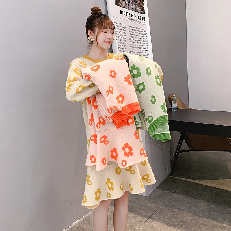 

2019 New Style Sweater Women's Loose-Fit Long-Mid-length Laziness-Style Students Xian Qi Knitted over-the-Knee Fishtail Dress