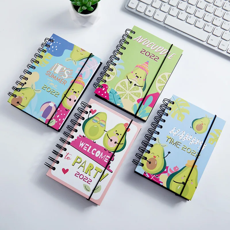 Kawaii Avocado Weekly Planner Notebook Journal Agenda 2021 2022  Diary Girl Coil notebook A6 School Stationary Office Supplies