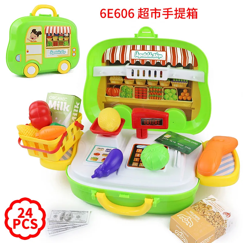 Children Model Kitchen Tableware Set Cosmetics Supermarket Tool Doctor Play House Toys Travel Lugguge