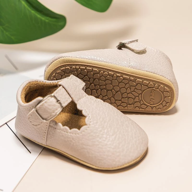 KIDSUN zapatos de piel sintética para bebé recién nacido, mocasines antideslizantes con suela goma, a rayas, para primeros pasos|Primeros pasos| - AliExpress