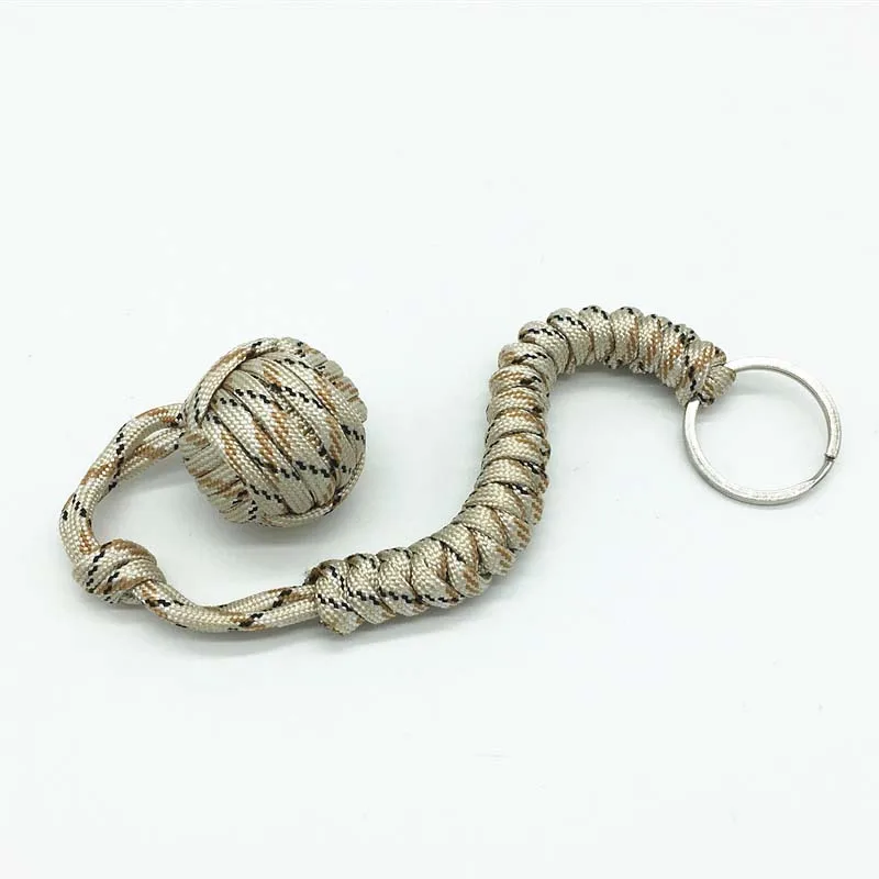 Key chain Outdoor self-defense field emergency survival kit key rings seven-core umbrella hand-woven keychain with steel ball - Цвет: 004