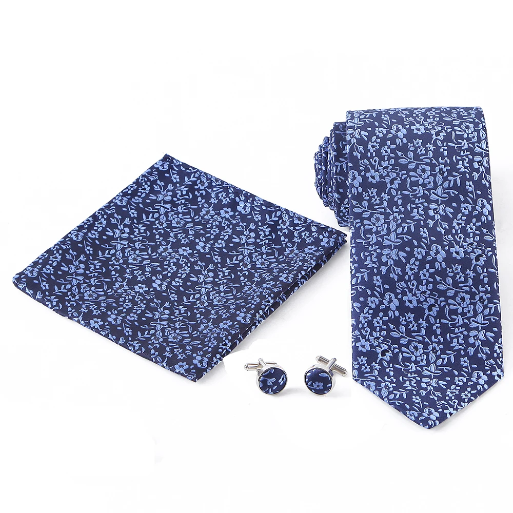 WTHCS-015 tie set Портной Смит мужской галстук набор модный тканый галстук Hanky запонки Набор Цветочный горошек Волк Мужской костюм галстук карманные Квадратные Запонки - Цвет: WTHCS-015 tie set