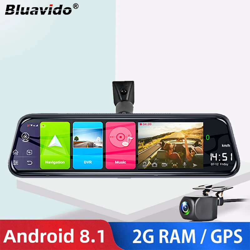 Bluavido Русский язык 10 &quot4G Android 8 1 Dashcam gps навигация ADAS Автомобильное зеркало заднего