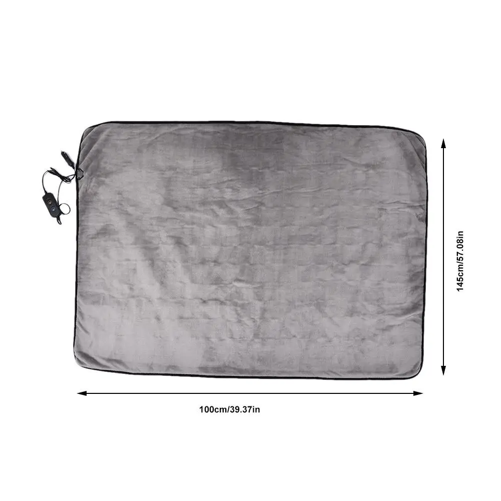 12v Car With Timed Temperature Control Heating Blanket Current Protection Gray Flannel Large Digital Display Electric Blanket