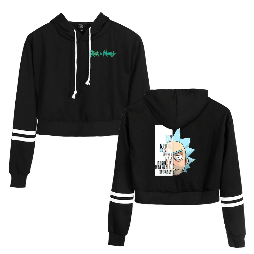 Ceny Rick i morty wydrukowano z długim rękawem krótkie bluzy z kapturem kobiety bluza z kapturem krótki top 2019 gorąca sprzedaż casualowe w stylu streetwear ubrania