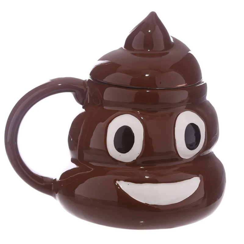 

Creative Ceramic 3D Poo Emoji Mug Cartoon Smile Coffee Milk Poop Mug Water Cup With Handgrip Lid Tea Cup Office Drinkware