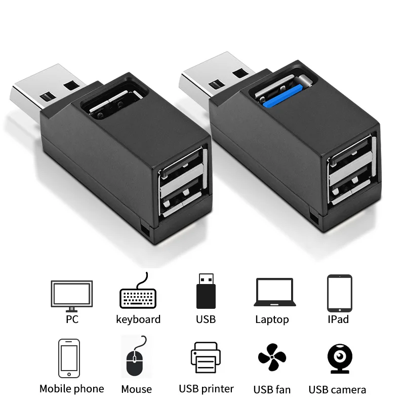 FONKEN-Adaptador USB HUB3.0 para portátil, divisor de Cable USB, miniconcentrador de USB para teclado, ratón, Udisk, Conector de teléfono móvil