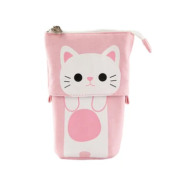 

Kawaii Boys Girls Pencil Case Cute Stationery Pouch School Multifunctional Beige / Black / Pink / Blue (As Pictures Show) 2020