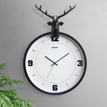 

Nordic Simple Wall Clock Modern Design Deer Silent Blue Creative Wall Clock Quartz Reloj De Pared Children's Room Decor MM60WC