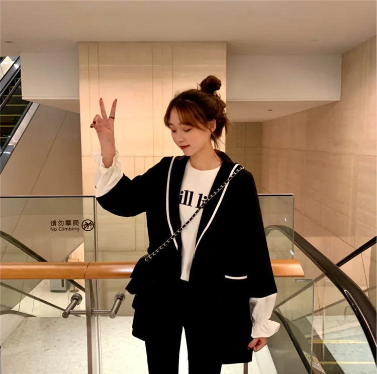 Hongkong стиль женские блейзеры и куртки шикарные Chaqueta Mujer Большие размеры прошитый Блейзер Feminina женские куртки