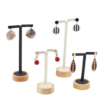 

Bamboo Wood Earrings Stand Holder T-Shape Eardrop Display Rack Jewelry Organizer
