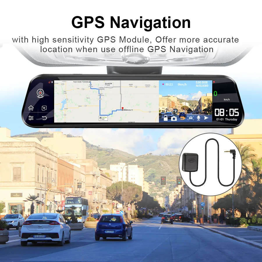 Дропшиппинг E ACE 12 дюймов Android 4G Автомобильная камера GPS навигация видео рекордер с