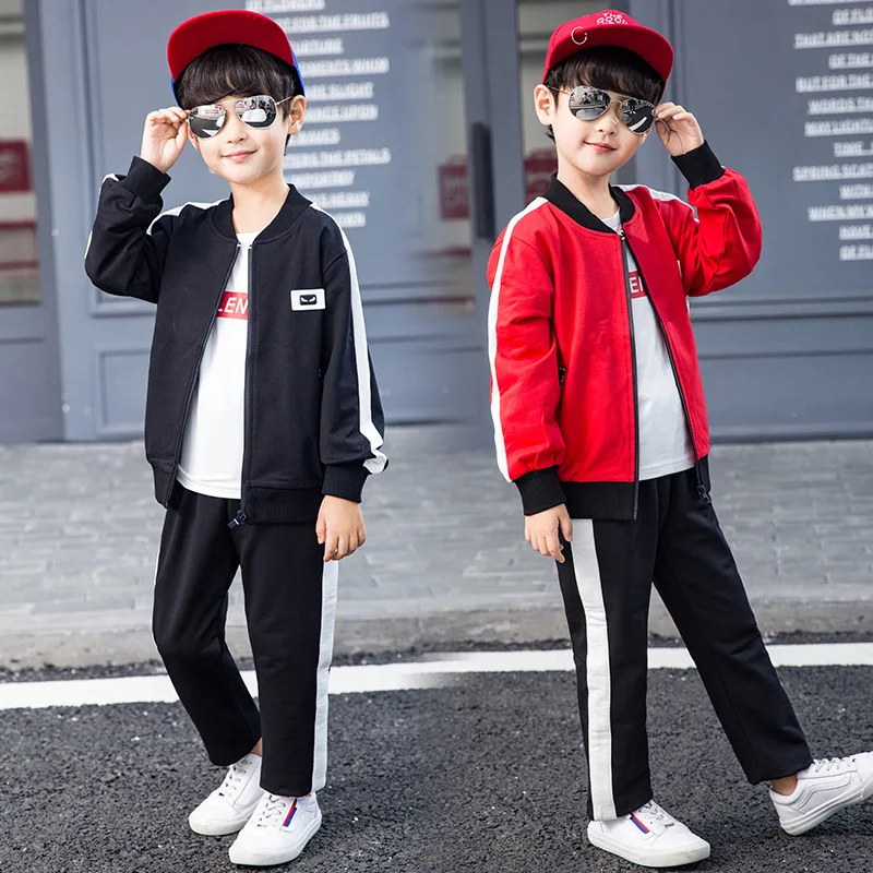 

2020 Autumn New Style Korean-style BOY'S Lettered Three-piece Set Boy CHILDREN'S Sports Suit Spring And Autumn