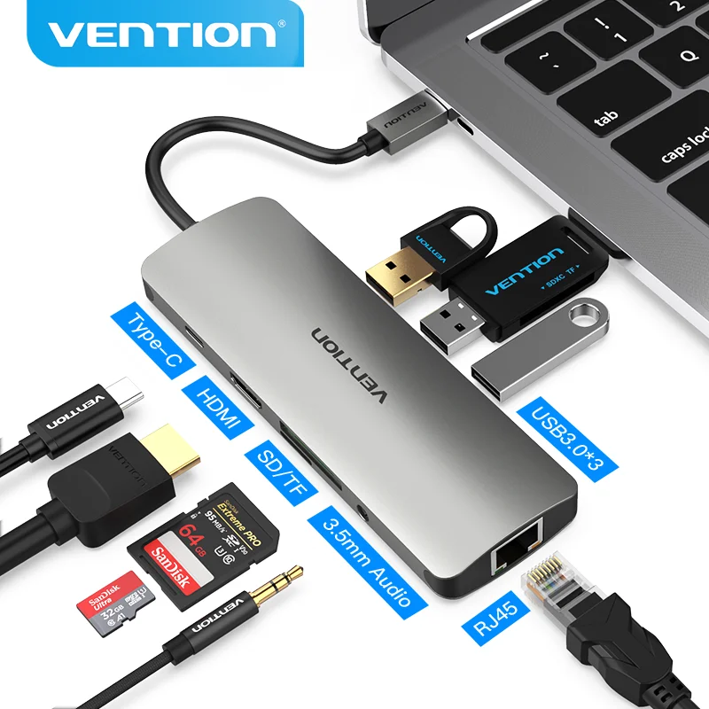 Usb C Hub Hdmi Adapter Thunderbolt 3 Dock | Vention Thunderbolt 3 Dock - Converters Aliexpress