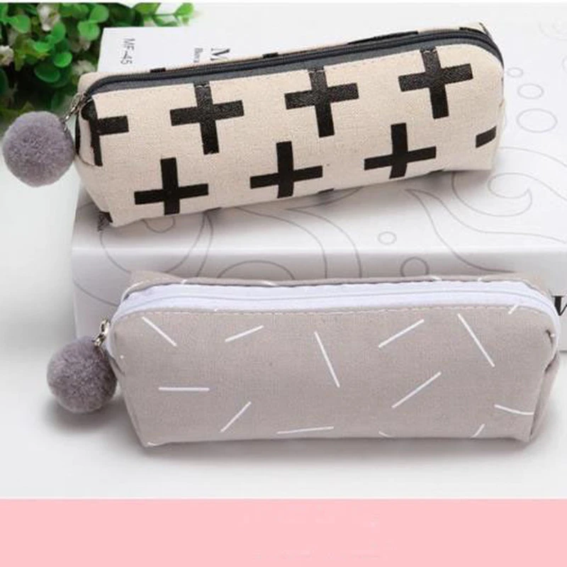 Estuche de lápices con Bola de Pelo Kawaii, de lápices de papelería creativa para estudiantes, estuches de lápices de alta capacidad, suministros escolares bonitos|Bolsas lápices| - AliExpress
