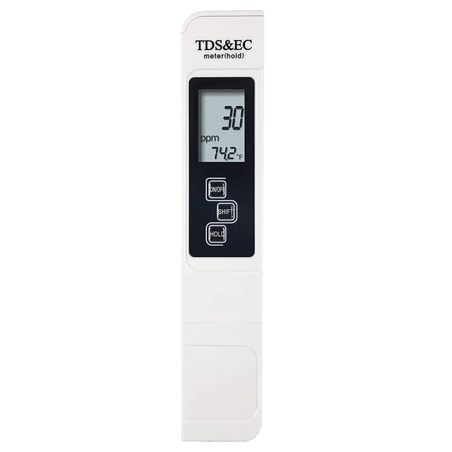 High Accuracy TDS Meter Digital Water Tester Digital 0-14 PH Meter Tester 0-9990ppm TDS&EC LCD Water Purity PPM Aquarium Filter TDS white