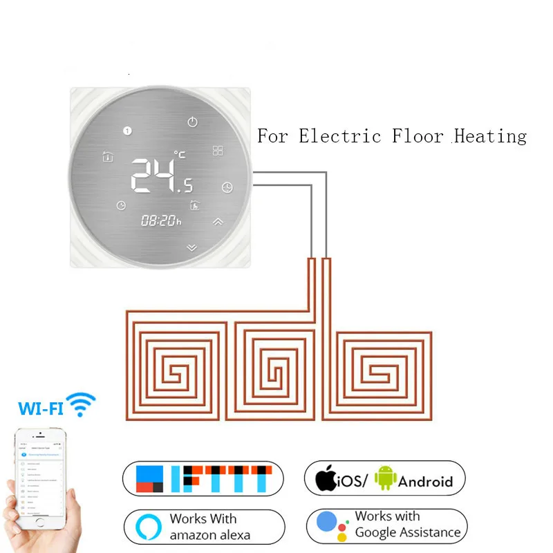 Умный термостат для теплого пола с поддержкой Wi-Fi и управлением через приложение умный видеозвонок tuya 1080p с поддержкой wi fi и управлением через приложение
