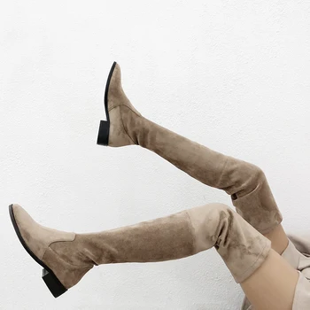 

Women Genuine Leather Boots elastic boots leather boots Sheep suede cowhide cow suede over-the-knee boots women shoes long boots