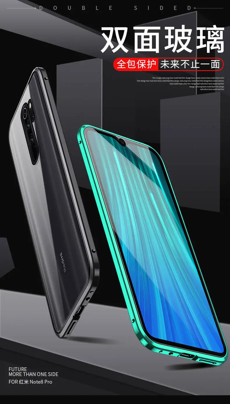 Двусторонний Магнитный поглощающий металлический чехол для Xiaomi Redmi Note 8T Redmi K30 Pro 360, полностью защитный чехол-накладка