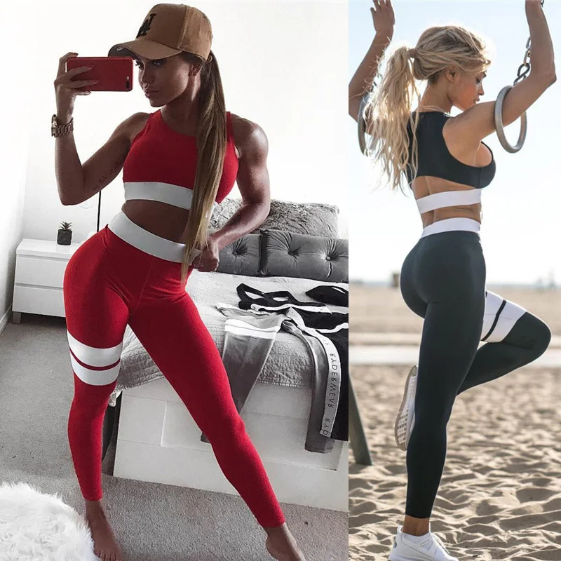 

New 2020 Women's Sexy Backless Yoga Suit Summer Sports Sleeveless Bra Leggings Yoga Trousers Gym Yoga Workout Set Sportswear