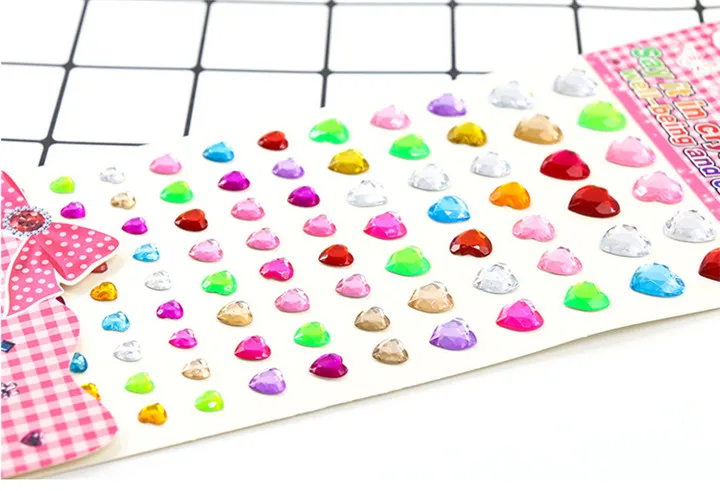 4  Acrylic Love Crystal Stickers Different Size Single Round Love Rhinestones Stickers For Women Mobile Phone Shell Decor Sticker