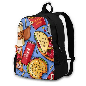 

School Backpack for TeenagesBackpack Leisure Rucksacks TravelFun And Colorful Fast Food daypa
