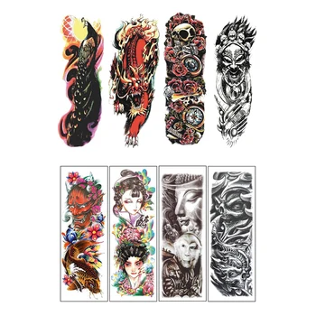 

4Pcs 48 x 17cm Waterproof Tattoos Sticker Full Arm Skull Peacock Dragon Pattern (5/6/7/8) & 4Pcs Full Arm Beijing Opera Pattern