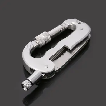 

2020 New Outdoor EDC Folding Tool Multi Function Carabiner Hiking Camping Saw Knife LED