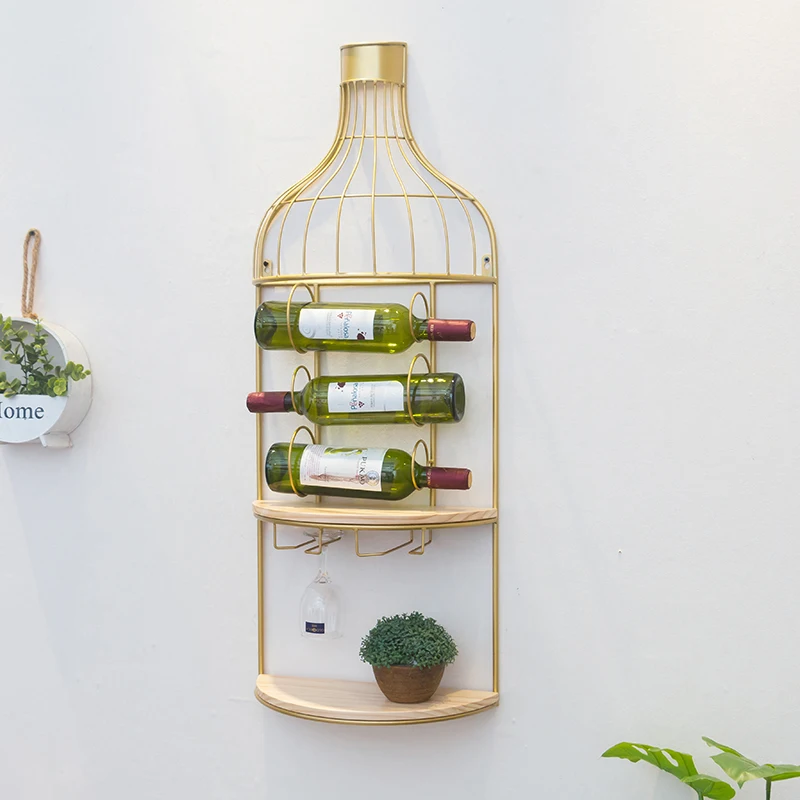 Creative iron hanging wine rack Decoration wine cabinet hanging type Tall frame Wine rack Creative Red Wine Rack