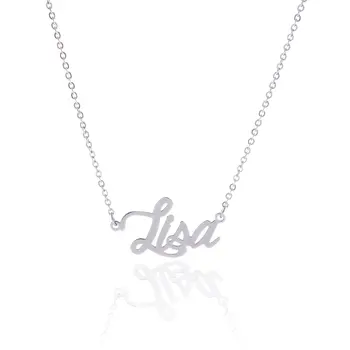 

New Silver Color Personalized Name Stainless Steel Customized Metal Cut Necklaces Collares Hombre Femme AAA Quality