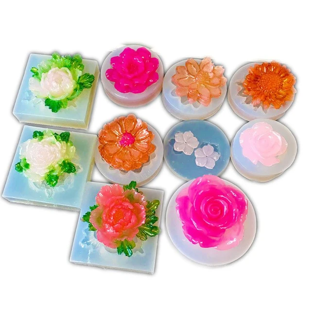 Comprar Moldes de silicona 3D para manualidades, moldes de rosas y flores,  joyería de resina, herramienta para hacer colgantes, manualidades