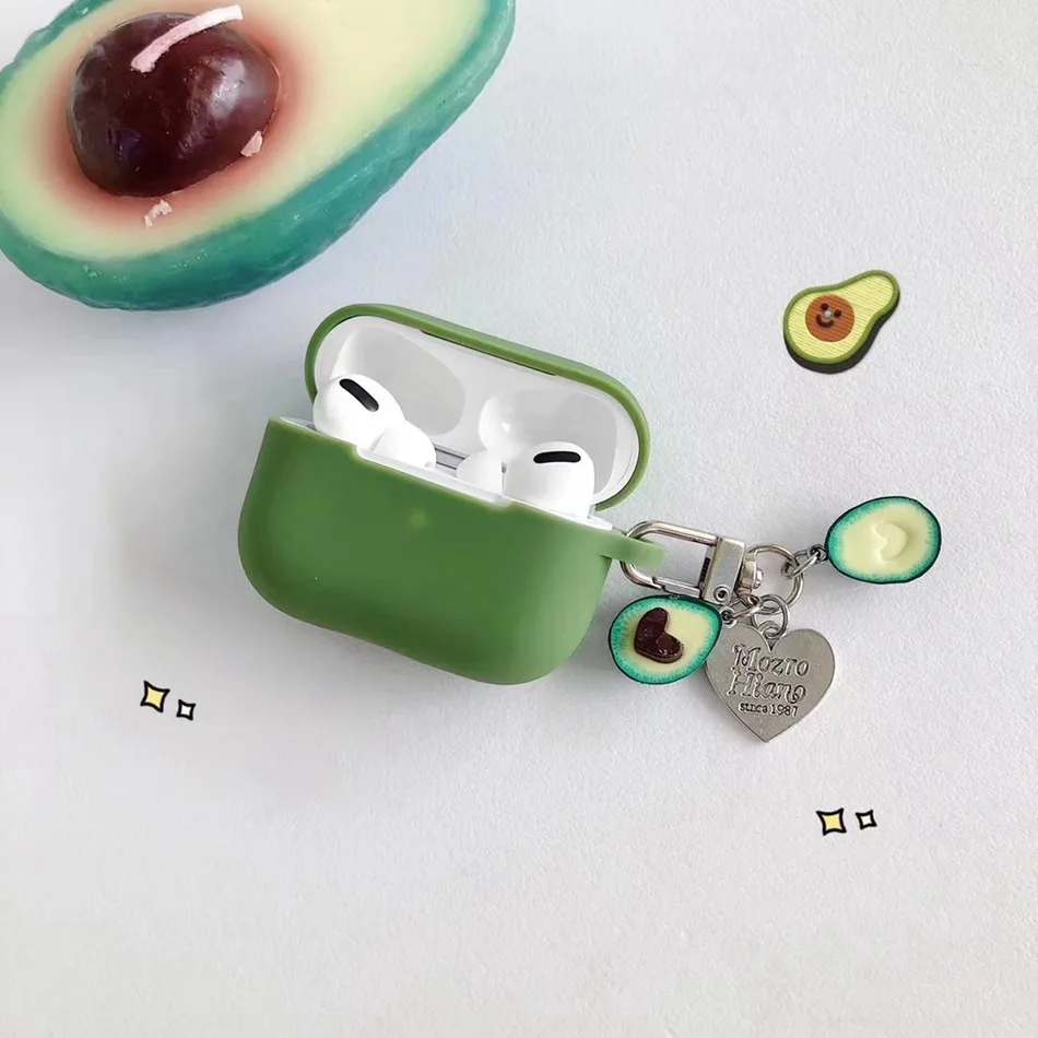 Avocado Для AirPods Pro Чехол 3D милая собака авокадо Fuuny Keychian чехол для наушников для AirPods 3 Elf Ball защитный чехол с крючок карабина - Цвет: Avocado