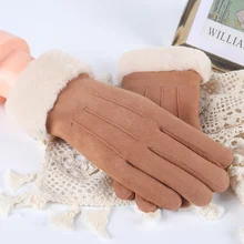 Осень зима модные милые пушистые женские практичные перчатки уличные перчатки для катания на лыжах и сноуборде полный палец Сенсорный экран теплые перчатки