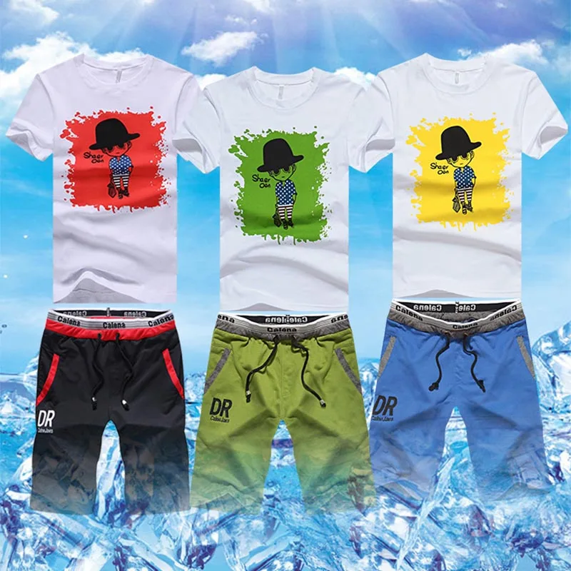 Flash Sale Summer New Men's Set Short Casual Suits Sportswear Mens Clothing Man Two Pieces Fashion Print Sets Male sweatshirt Men Brand 4XL