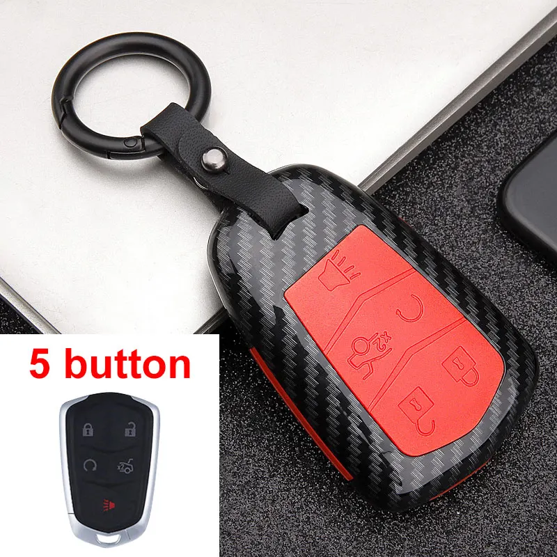 5Button Carbon Red АБС-пластик, Автомобильный Дистанционный ключ чехол в виде ракушки для Cadillac XT5 XT6 ацл XTS XT4 CT6 SRX от АТС ХЦ CTS XTS ATS XTS - Название цвета: 5Button Carbon Red
