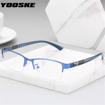 

YOOSKE Anti Blue Light Finished Myopia Glasses Women Men Metal Half Frame Short Sight Eyewear -0.5 -1 -1.5 -2 -2.5 -3 -3.5 -4.0