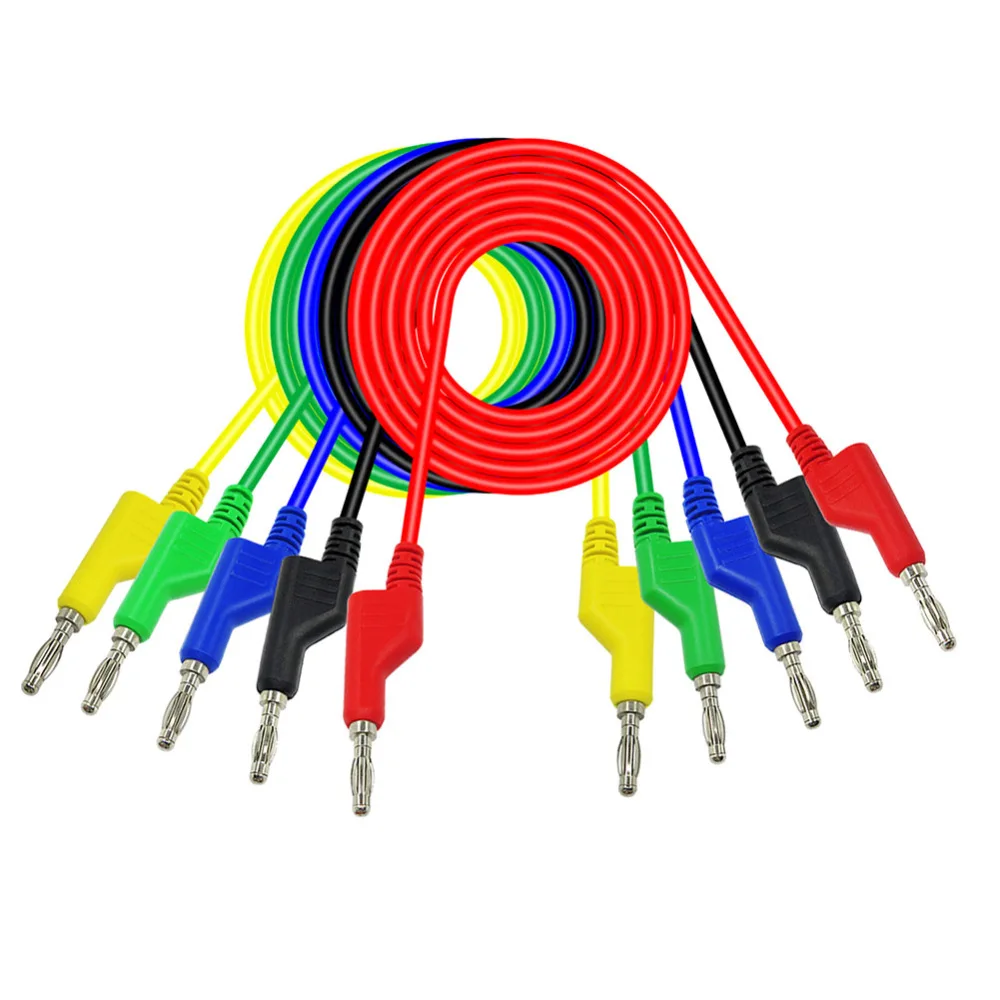 

5pcs Copper Alligator Test Leads Multimeter Test Clips Probe Lead Banana Plug Cable Alligator Clip Wires 1000V 100cm