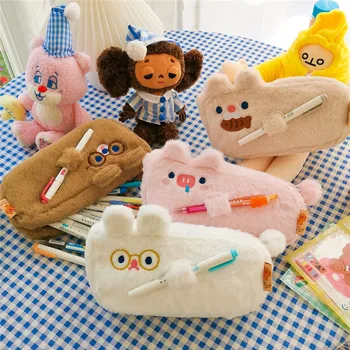 

Bentoy Milkjoy Plush Pencil Case Korea Japan Sationary Storage Bag Cute Flannel BOBO Animal Style Cartoon Pencil Organizer Boxes